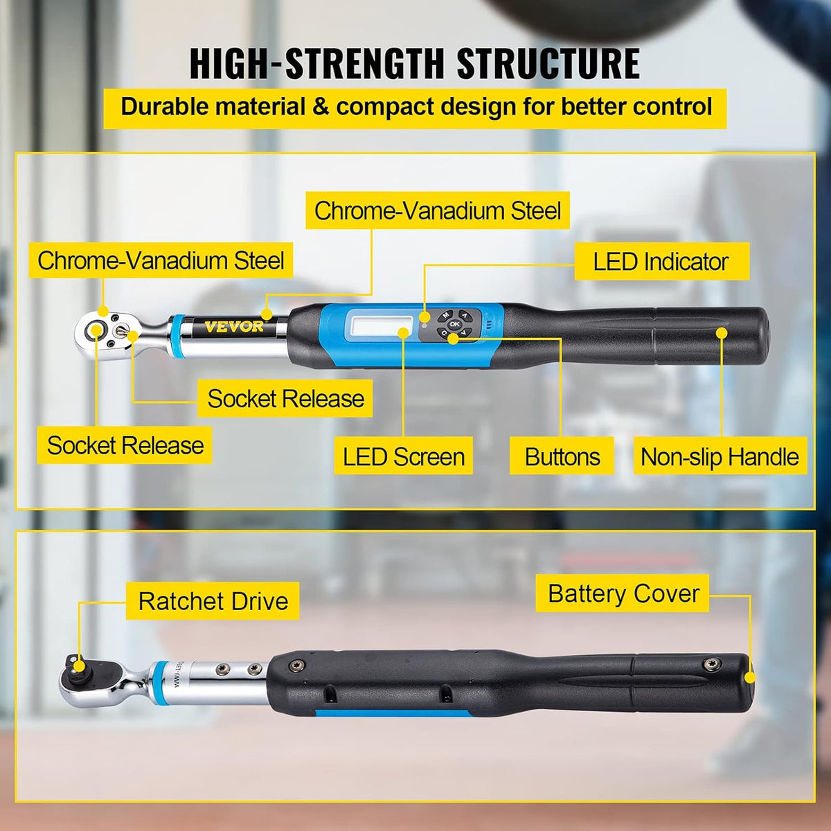 3/8 Drive Digital Torque Wrench with LED Display and Case K805