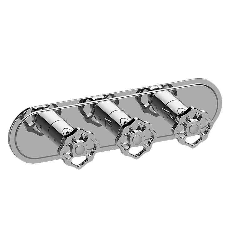 Polished Chrome Three Hole Horizontal Trim Plate with Cross Handles R736287