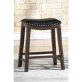 Black Saddle Counter Stool with Nailhead Trim E26975