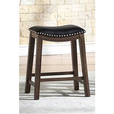 Black Saddle Counter Stool with Nailhead Trim E26975