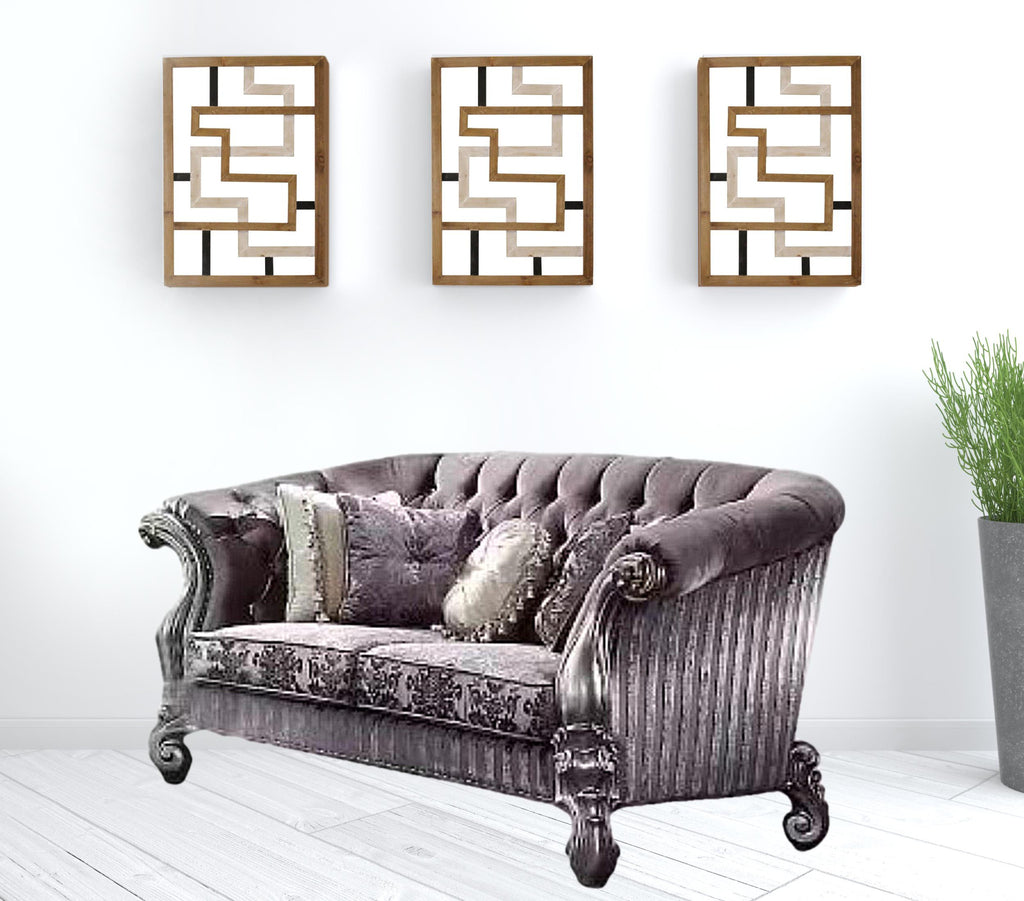 Purple Velvet Love Seat Sofa with Toss Pillows Y263