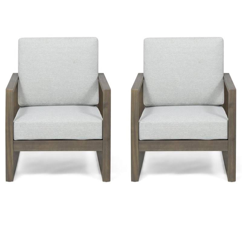 Acacia Wood Club Chair in Gray (Set of 2) A765948