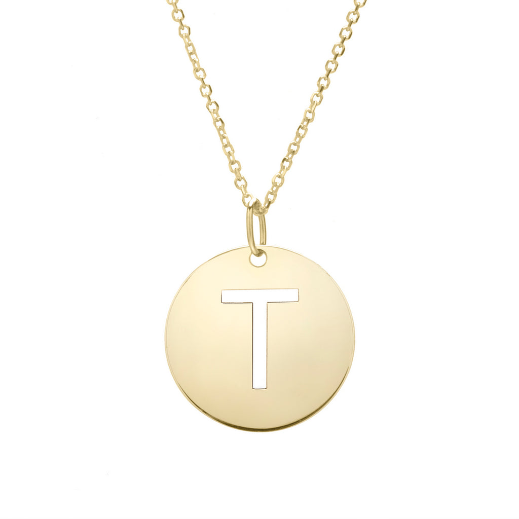 14k Yellow Gold Polished Initial t Necklace With Lobster Clasp 18 Inch L872932