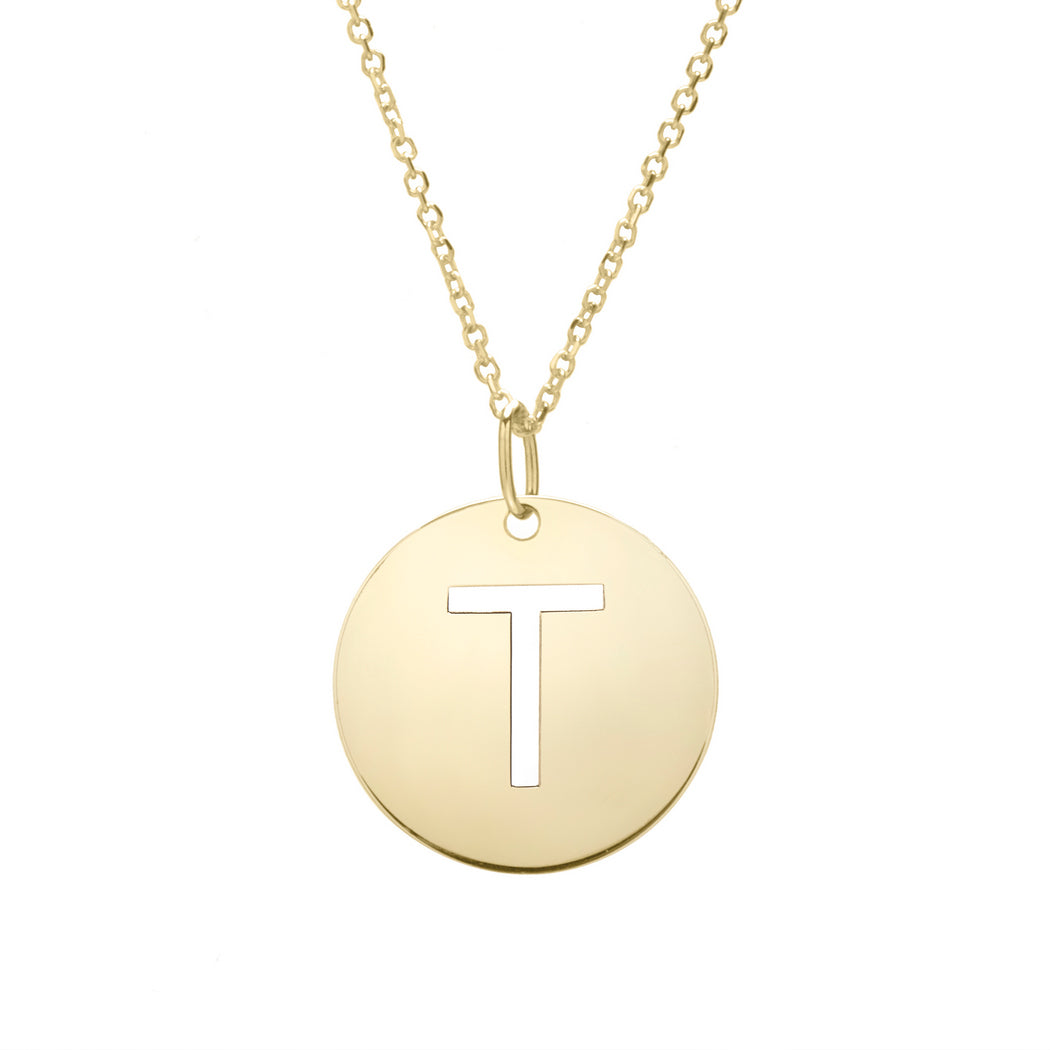 14k Yellow Gold Polished Initial t Necklace With Lobster Clasp 18 Inch L872932