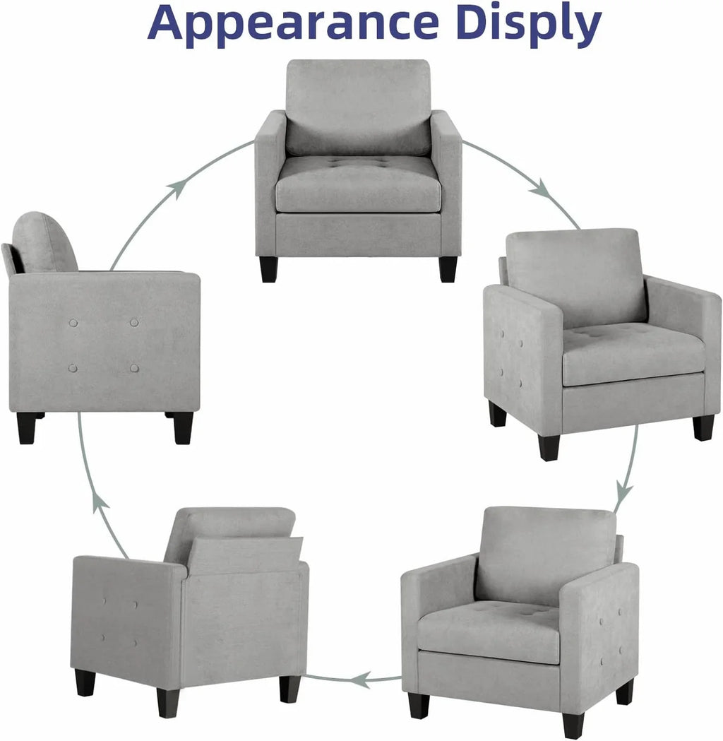 Light Gray Button Tufted Accent Arm Chair M700