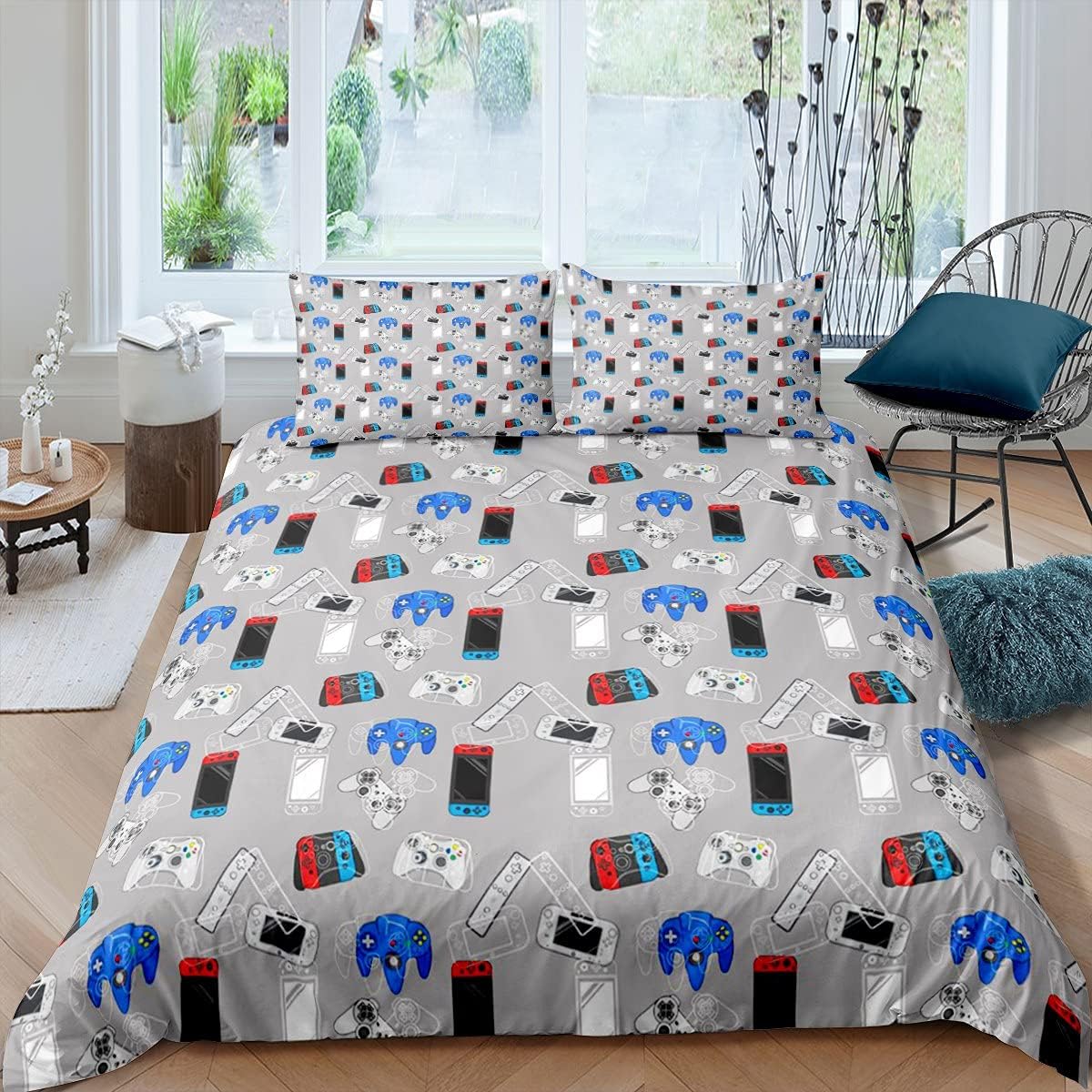 Black White Full Size Kids Football Comforter Cover Bedding Set W335259