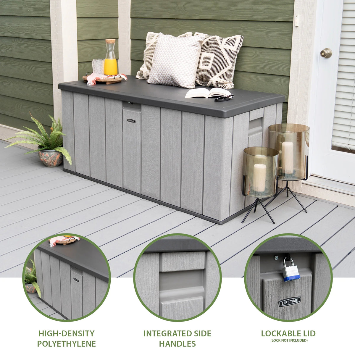 150 Gallon Outdoor Storage Deck Box, Storm Dust Gray M451