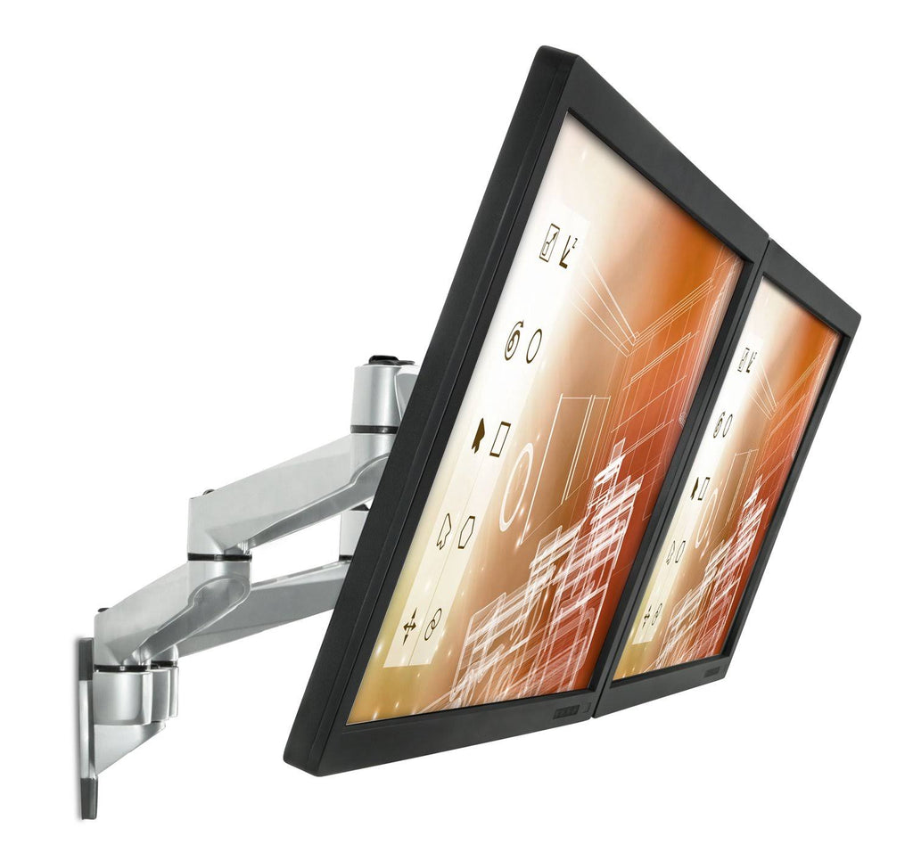 Silver Articulating Dual Monitor Wall Mount F587468