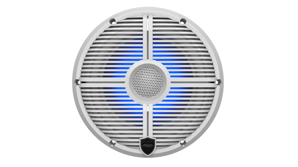 Marine Stereo with 1 Pair of 6.5" White Grill Marine Speakers with RGB Lighting C716