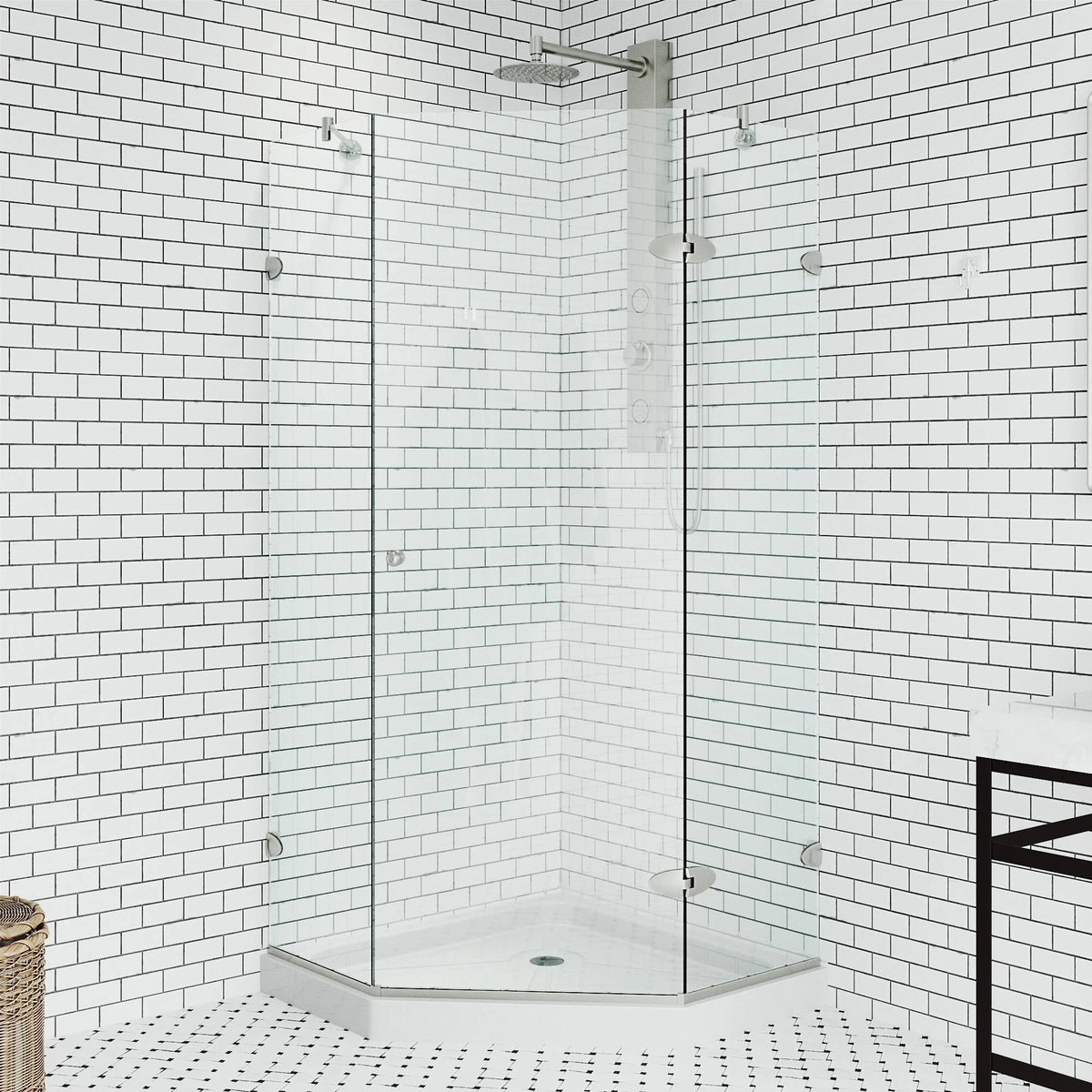 Frameless Neo-Angle Shower Enclosure with Low-Profile Base A54571