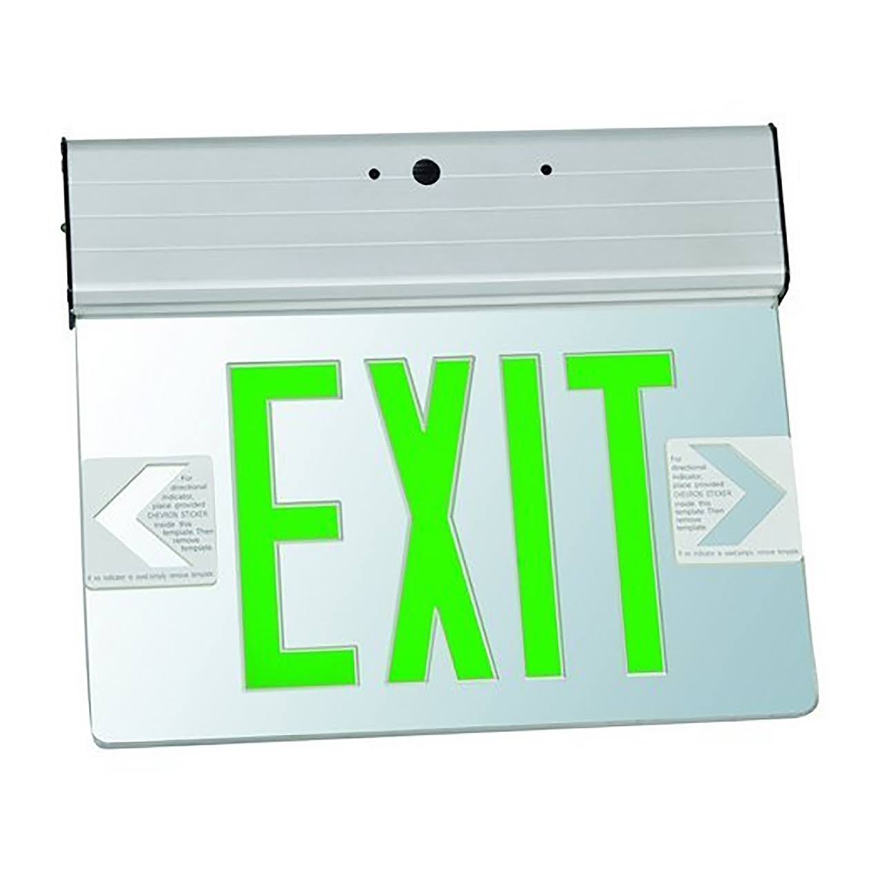 Edge Lit Exit Sign Double Sided Green LED White Housing F726118