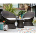 3 Piece Brown Wicker Patio Swivel Chairs and Side Table Set S87862