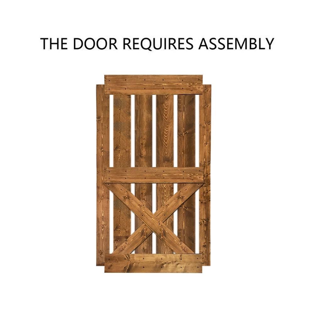 Distressed Colonial Maple Stained Solid Knotty Pine Wood Interior Sliding Barn Door Slab Q217