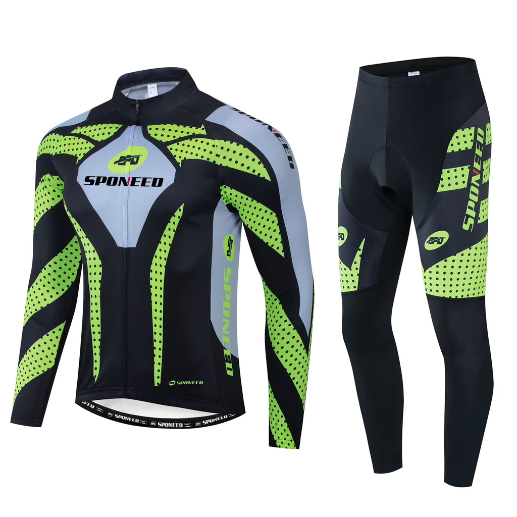 Green XL Cycling Jersey and Padded Pants Set H7066