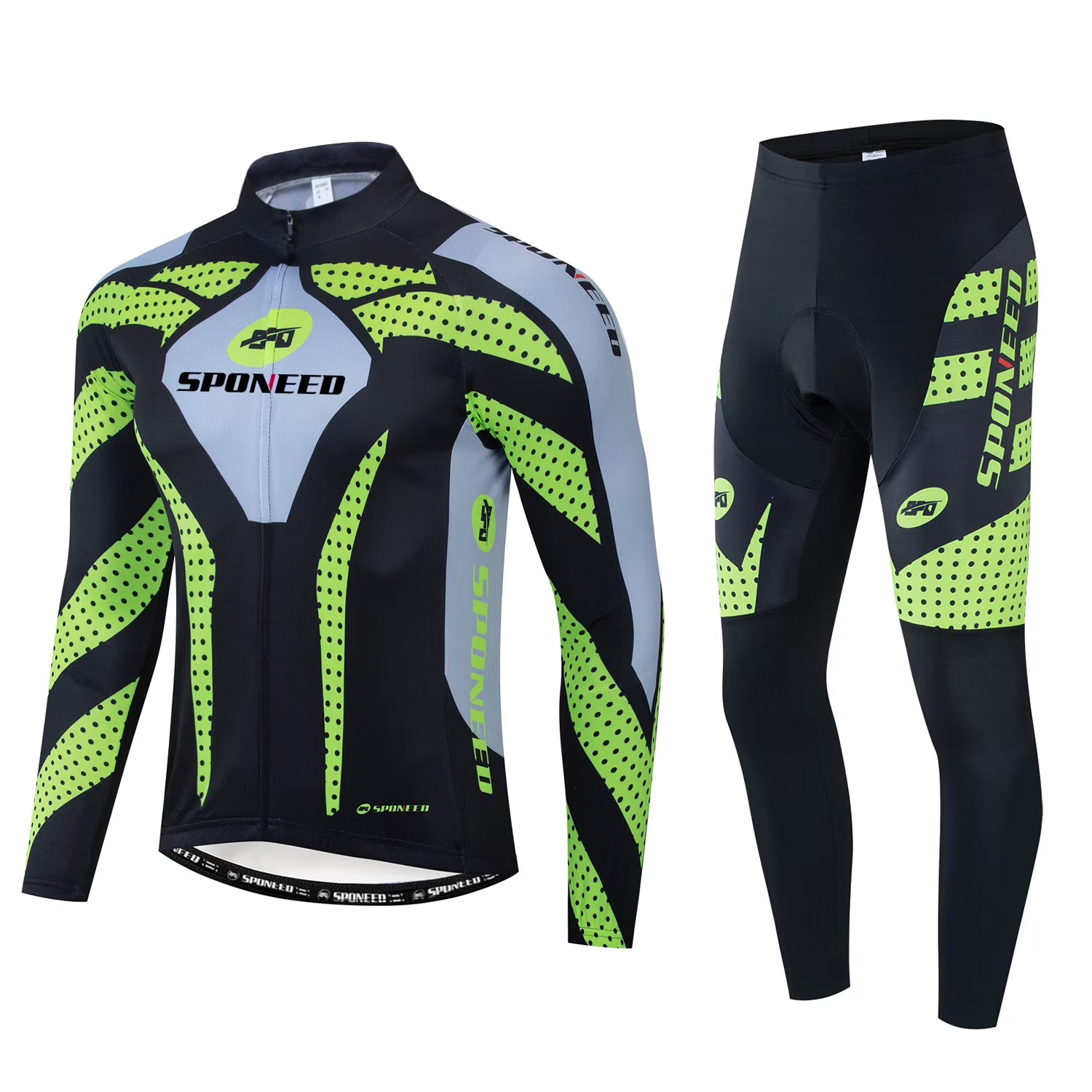 Green XL Cycling Jersey and Padded Pants Set H7066