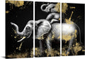 Black and Gold Elephant Canvas Art Set of 3 Framed Ready to Hang I397125