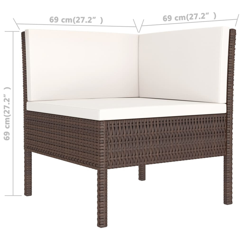 3 Piece Poly Rattan Outdoor Sectional Sofa Set with Cushions Steel Frame L47691