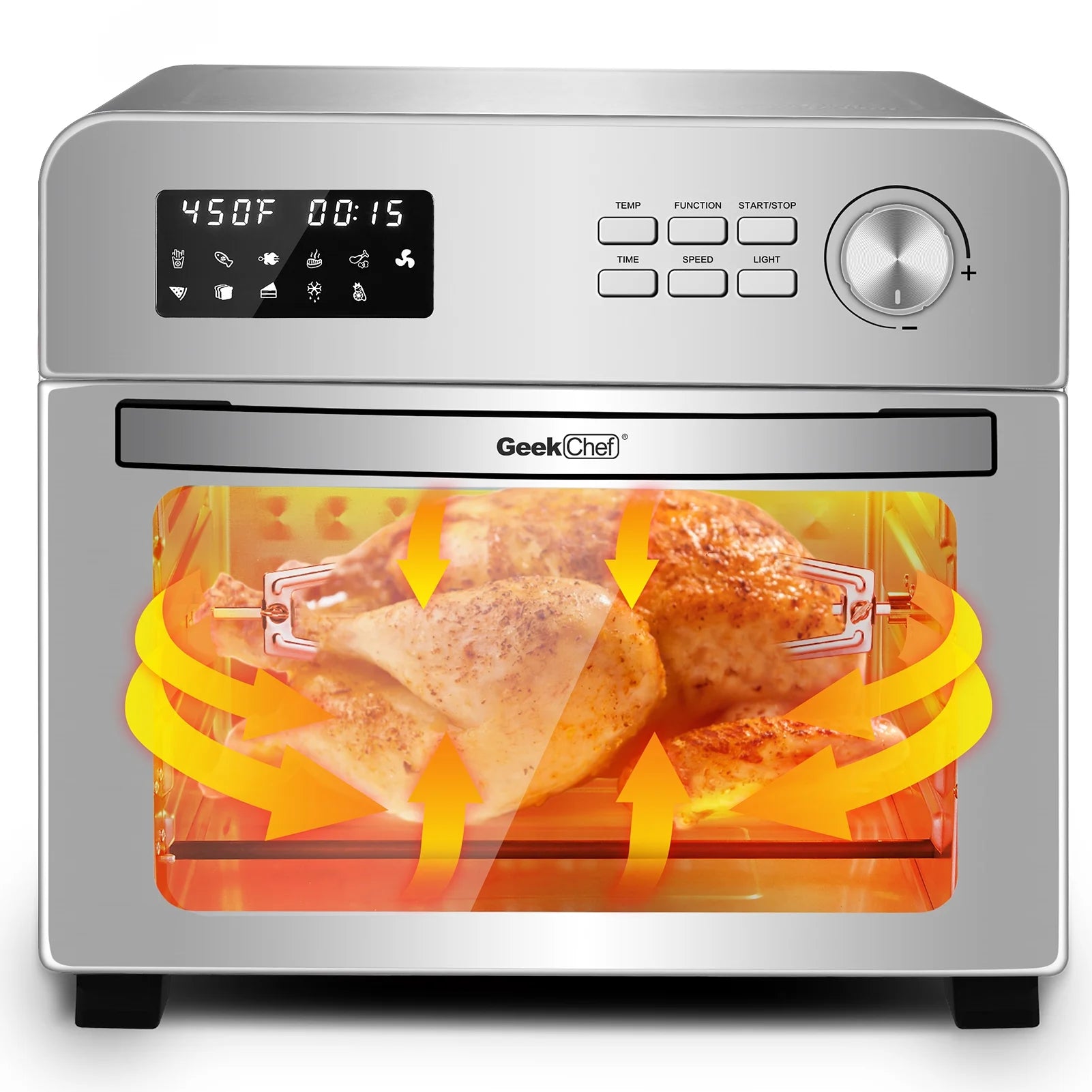 6-in-1 Air Fryer Toaster Oven, 24 Quart LCD Countertop Convection Airfryer with Rotisserie and Dehydrator M68460