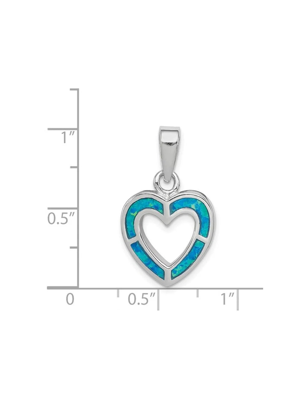 Lab-Created Blue Opal Heart Pendant Necklace in Sterling Silver with Chain E574