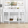 White Curved Console Table with 3 Drawers and Bottom Shelf M718455