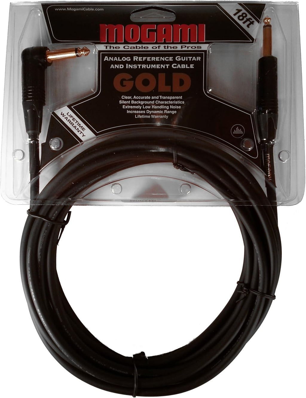 10 Foot Guitar Instrument Cable with Right Angle and Straight Connectors S1808