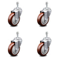 Maroon Poly Swivel Caster Set of 4 with 10mm Stem V56530