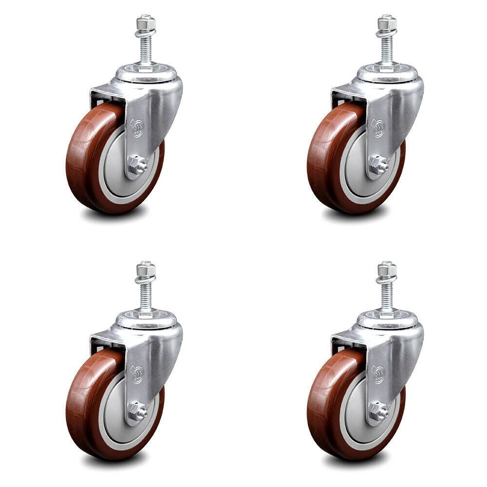 Maroon Poly Swivel Caster Set of 4 with 10mm Stem V56530