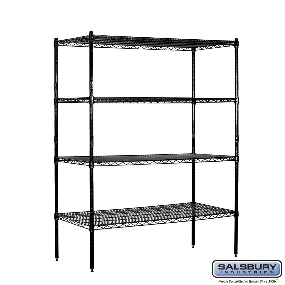 Black 4 Shelf Wire Shelving Unit R30232