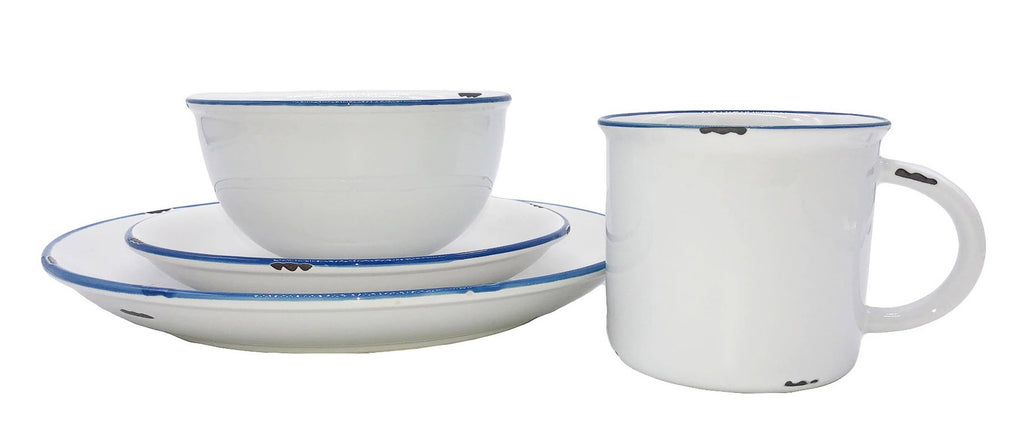 White/Blue Tinware Salad Plates (Set of 4) H729