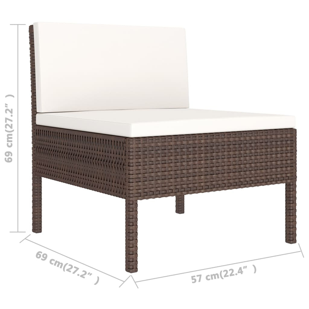 3 Piece Poly Rattan Outdoor Sectional Sofa Set with Cushions Steel Frame L47691