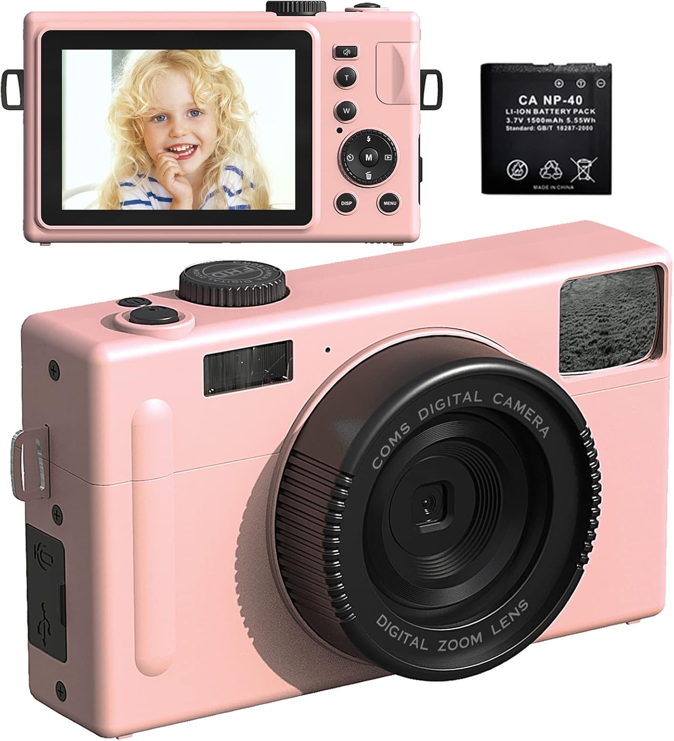 Pink 24MP Full HD 1080P Digital Camera with 3 Inch IPS Screen, Pack of 2 O25472