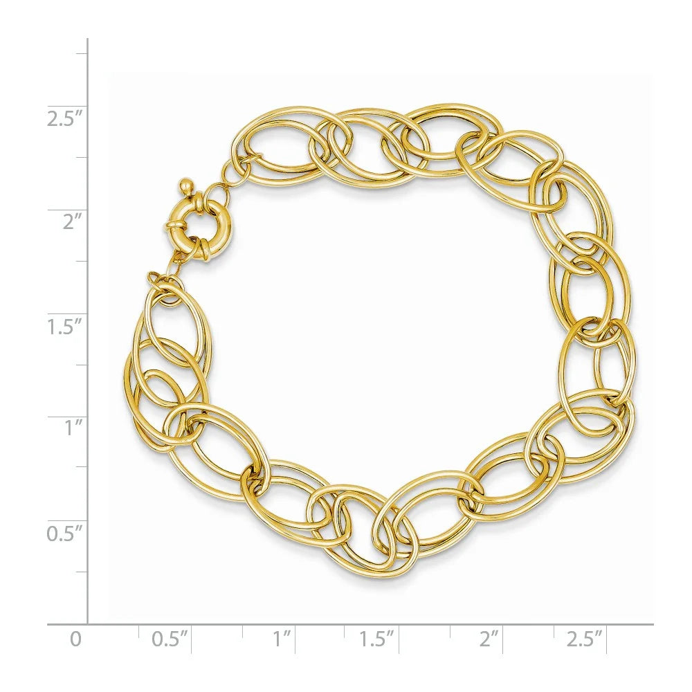 14kt Yellow Gold Oval Link Chain Bracelet 7.5 inch K416