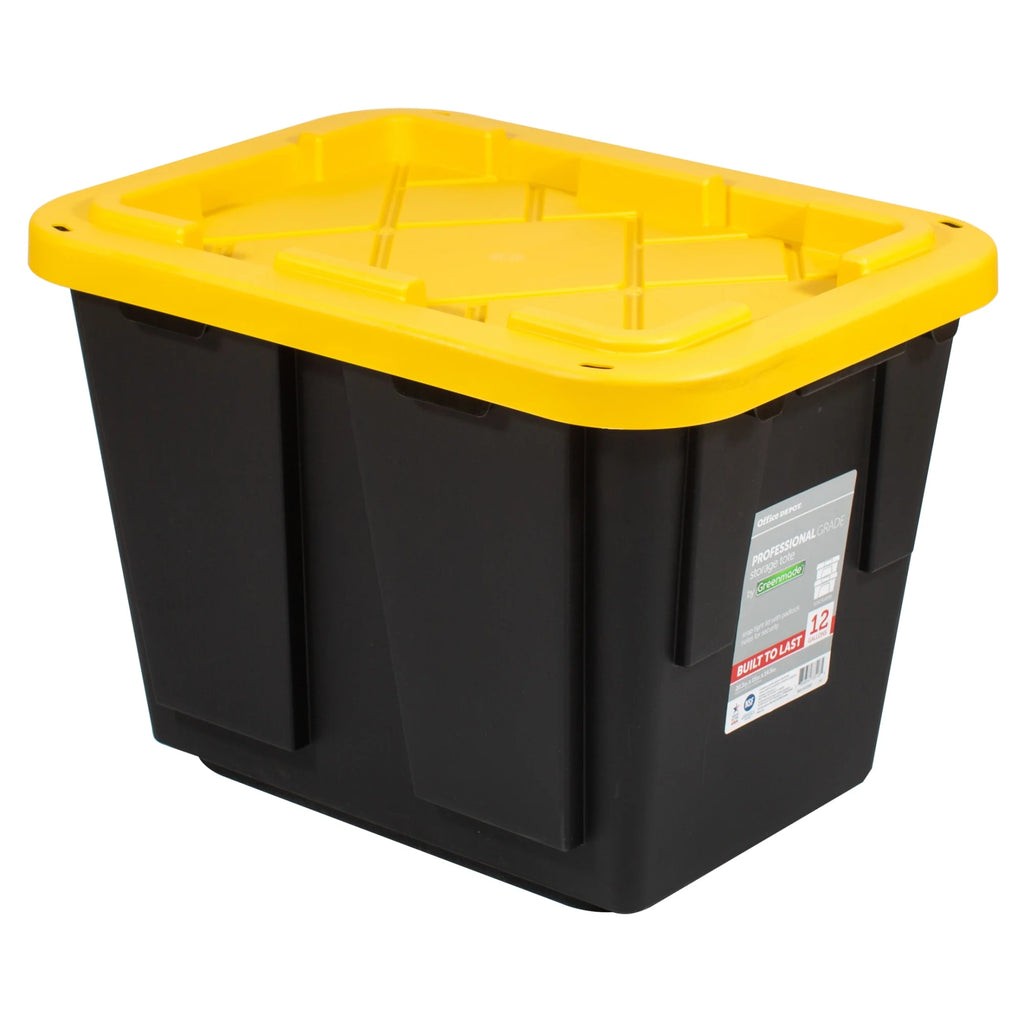 12-Gallon Black/Yellow Pack Of 4 Storage Totes P601651