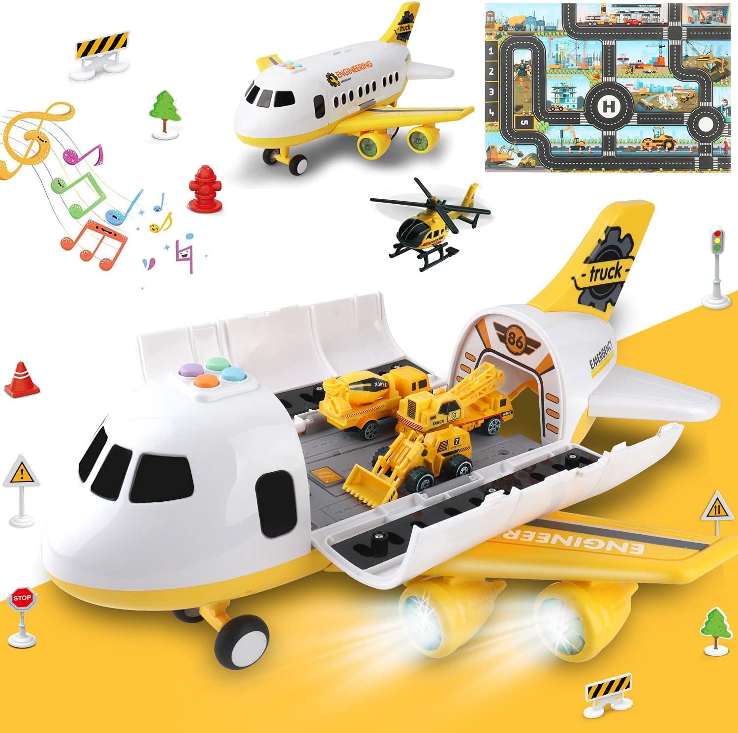 Alloy Metal Construction Toy Airplane Set with Play Mat W788132