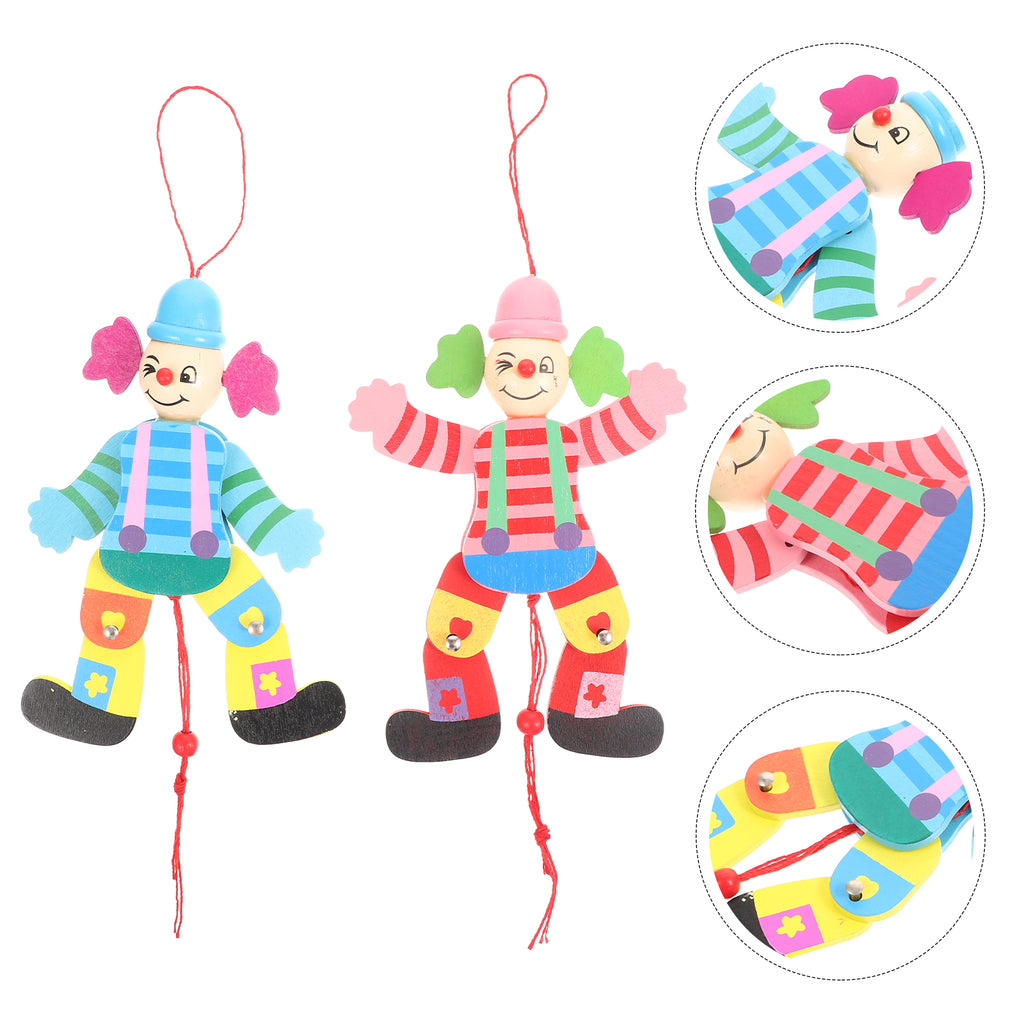 2Pcs Wood Clown Marionette Puppet Toy E520680