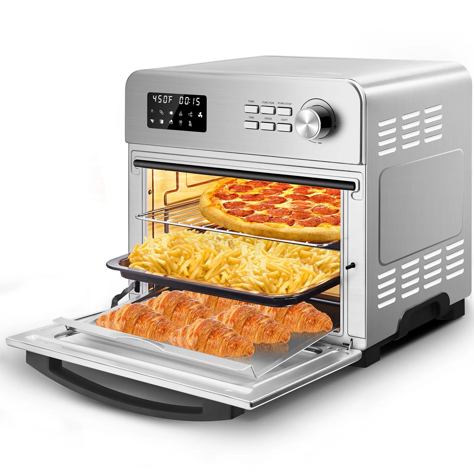6-in-1 Air Fryer Toaster Oven, 24 Quart LCD Countertop Convection Airfryer with Rotisserie and Dehydrator M68460