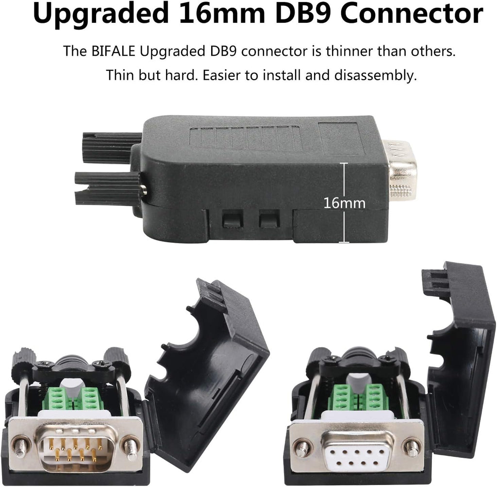 DB9 Solderless Connector RS232 D-SUB Serial Adapters 9 Pin Breakout Board with Case N757