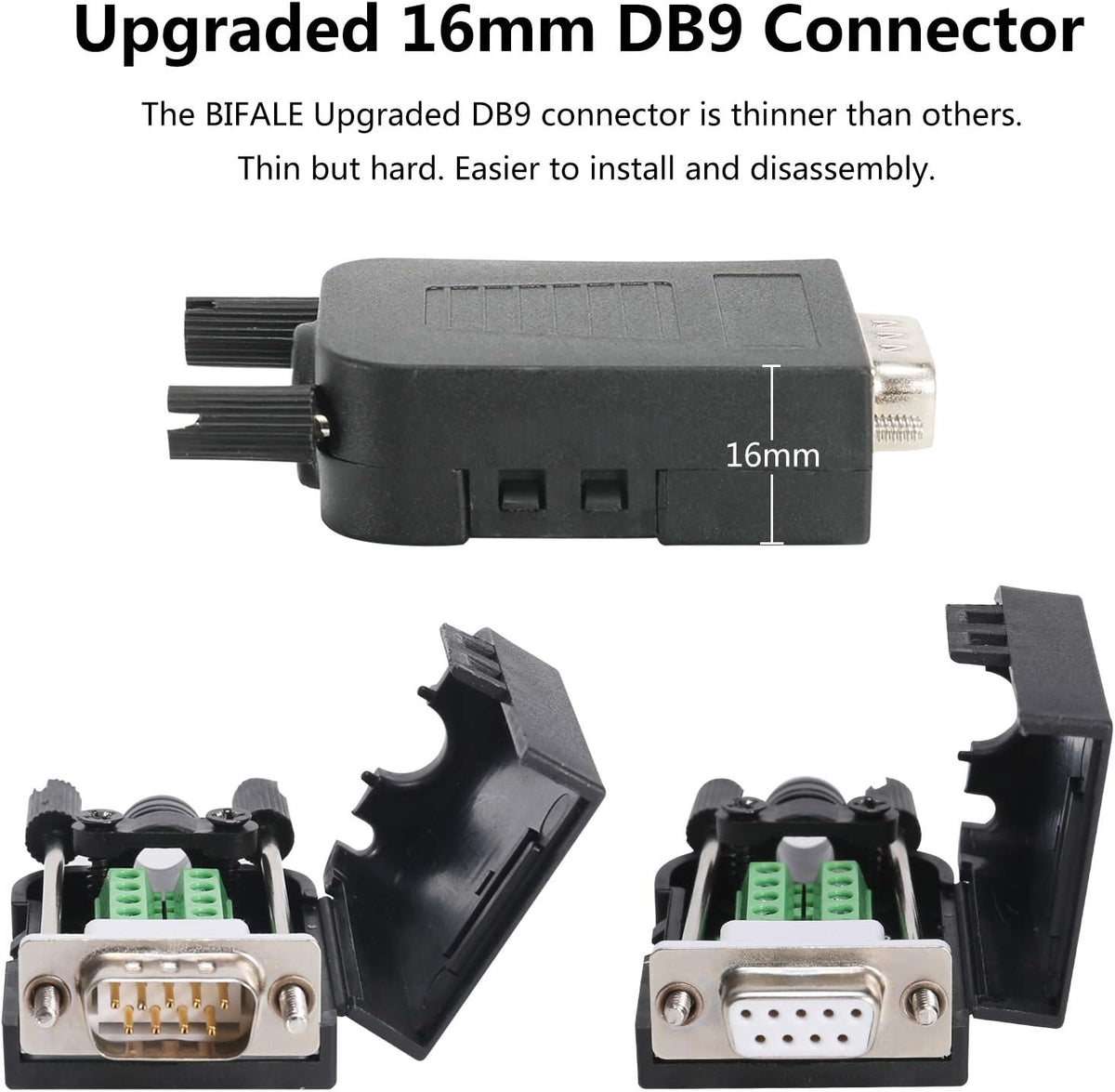 DB9 Solderless Connector RS232 D-SUB Serial Adapters 9 Pin Breakout Board with Case N757