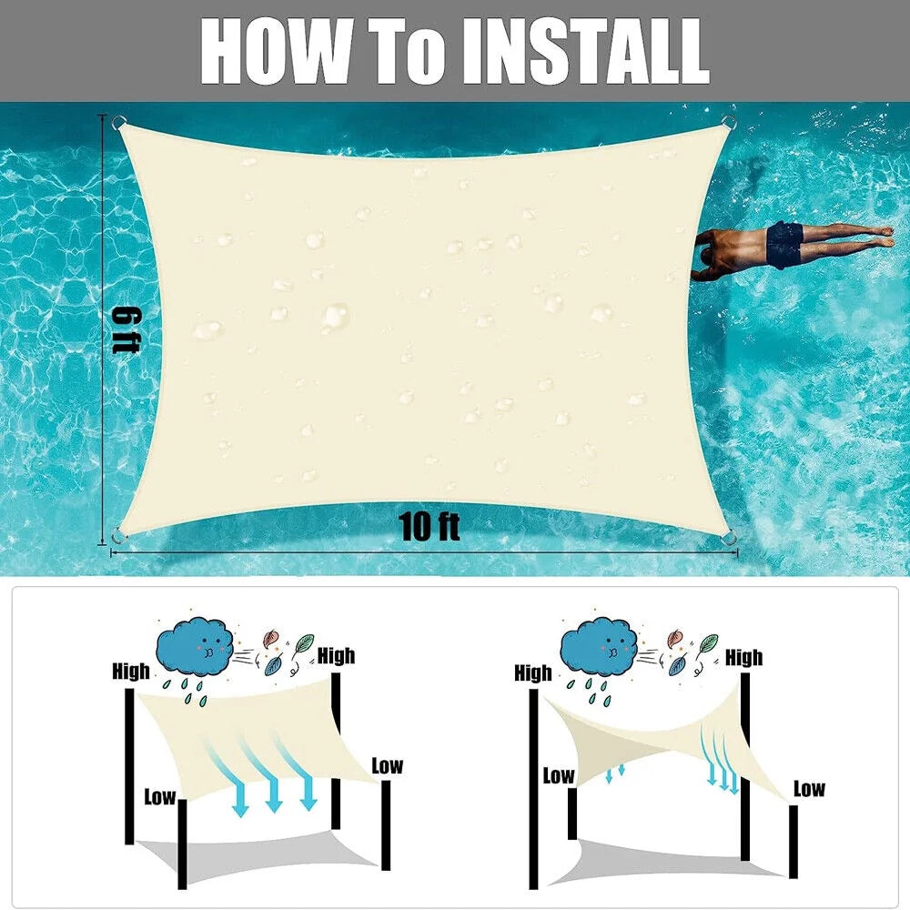 Waterproof Shade Sail Sun Canopy Cover T973998
