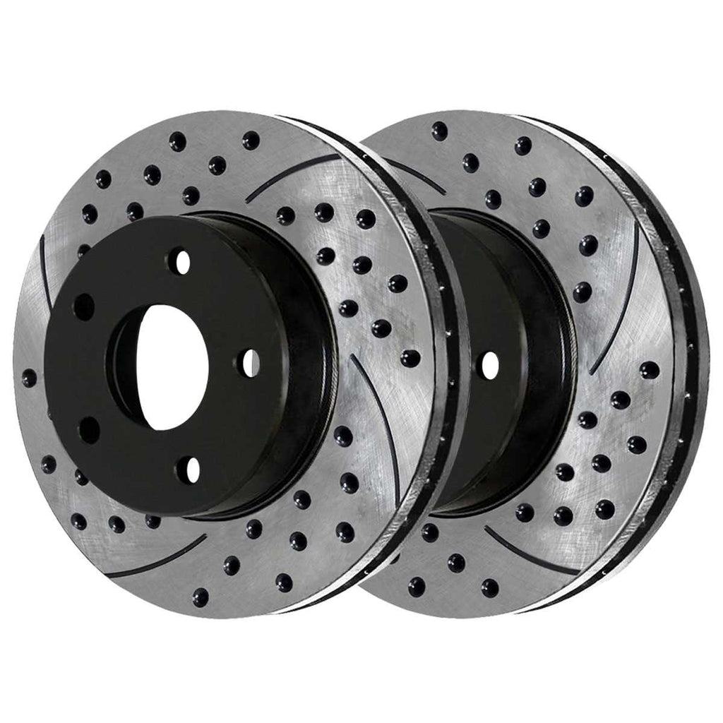 Drilled Slotted Brake Rotors Black Set of 4 B202991