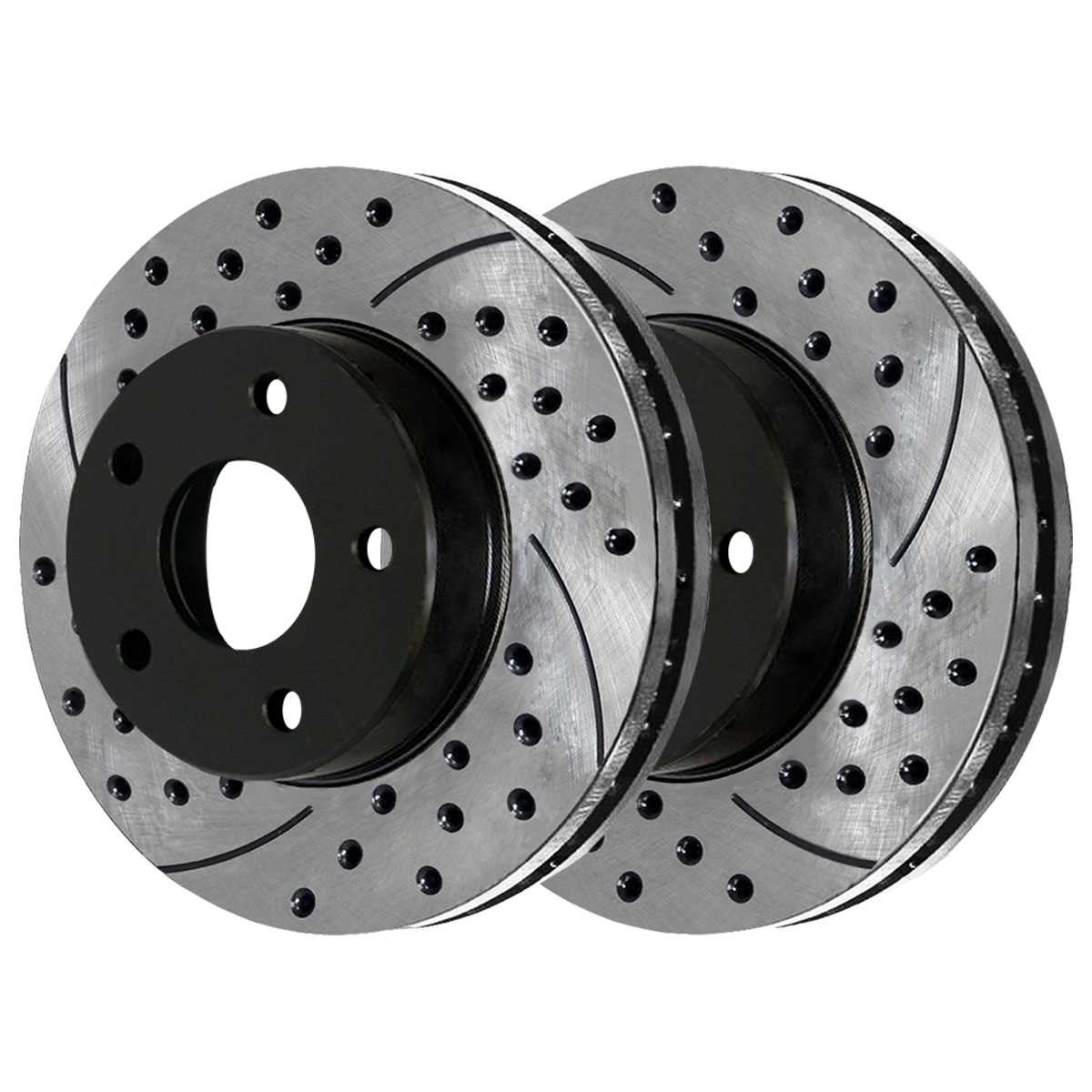 Drilled Slotted Brake Rotors Black Set of 4 B202991