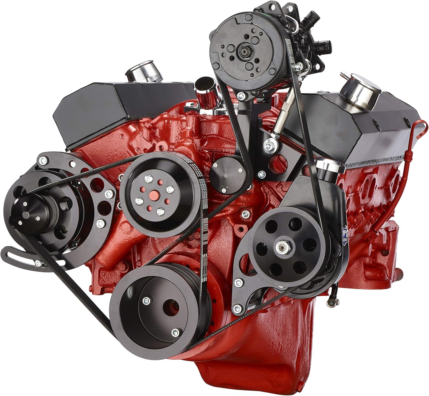Black Small Block Chevy Serpentine Kit with AC I3989