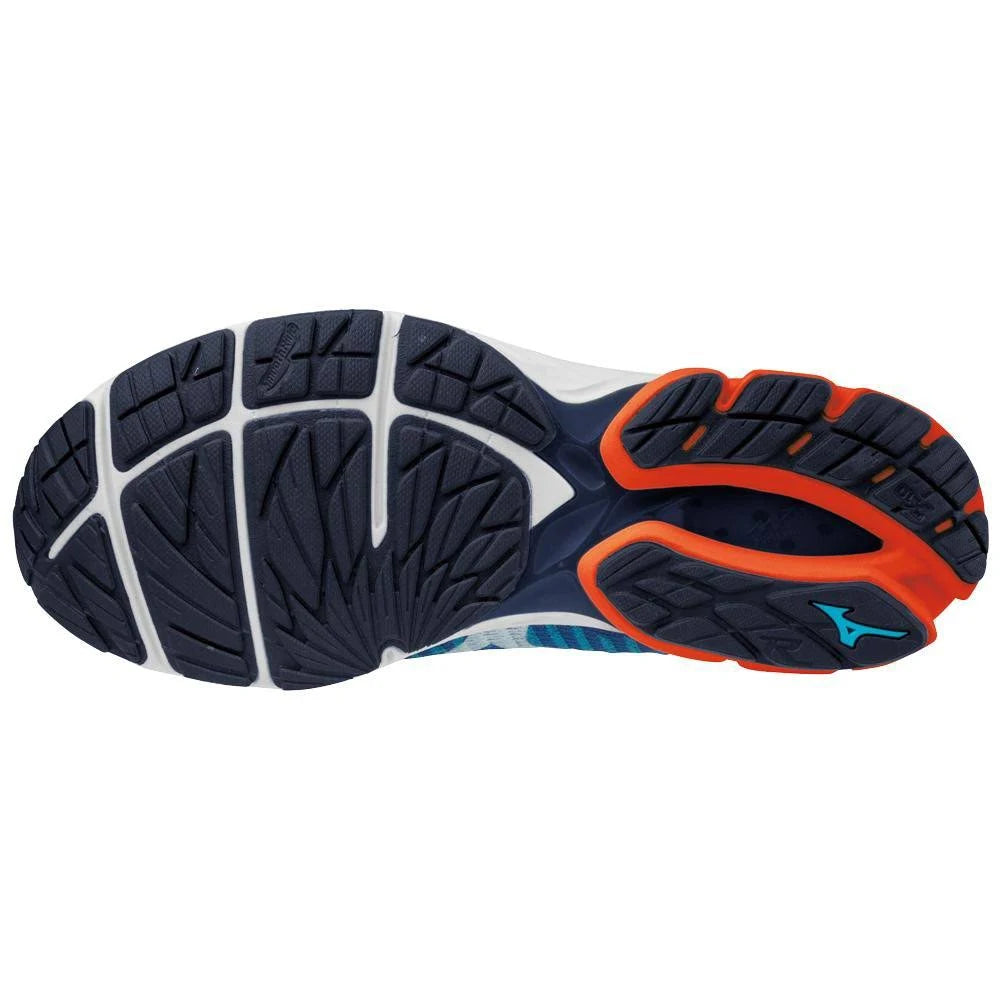 Men's Waveknit R2 Running Shoe, Nautical Blue-Red Orange, Size 8 J81699