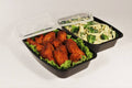 28oz Black Plastic Containers with Clear Lids H342