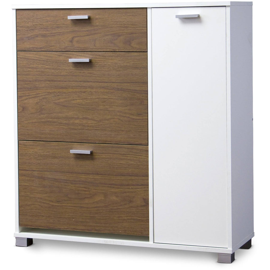White/Walnut Storage Cabinet V6044