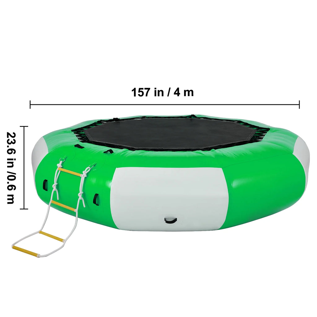 13ft Inflatable Water Bouncer, Green Water Trampoline Swim Platform C708297