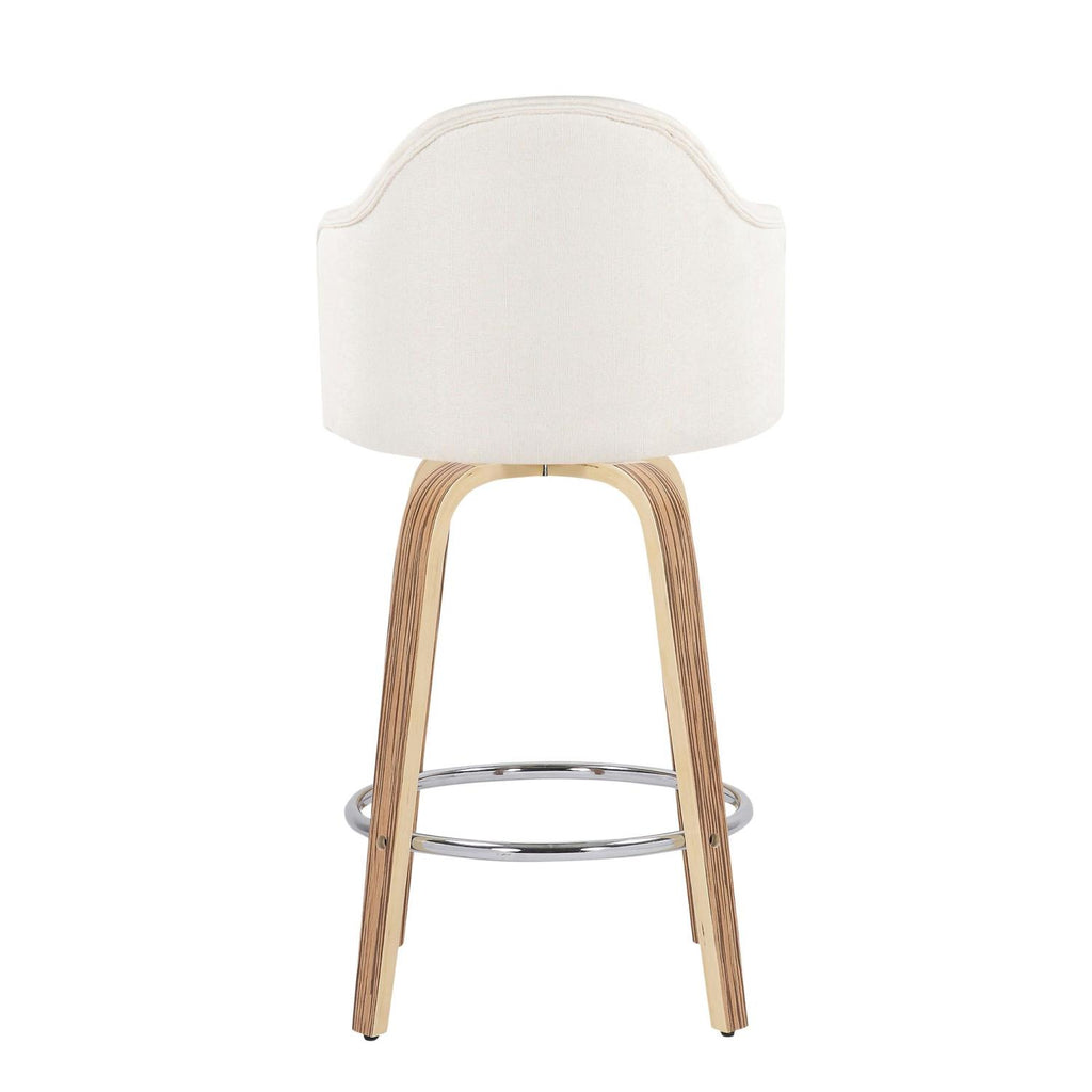 Fabric Counter Stools, Cream/Zebra, Set Of 2 R5111