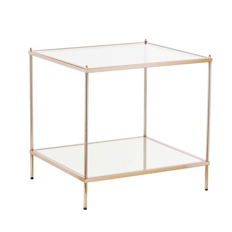 Square Glass Top End Table in Gold D902824