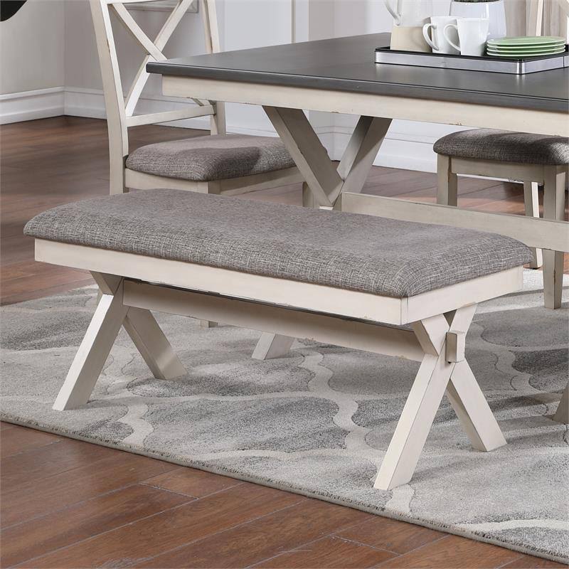 Gray Fabric Padded Dining Bench H388706