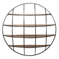 Large Round Industrial Metal and Wood Wall Shelf - Light Brown R976820